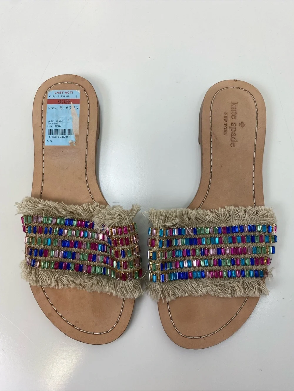 kate spade Multicolor Beaded Fringe Slide Sandals